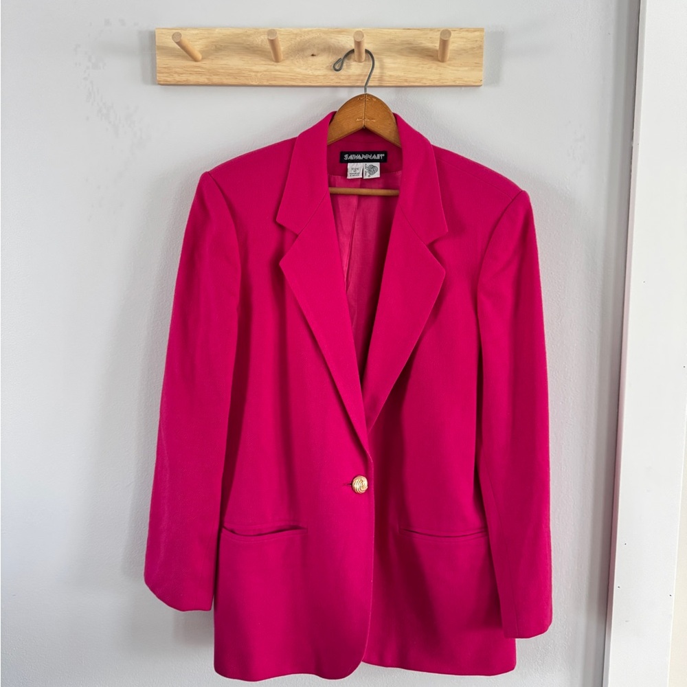 Vintage Hot Pink Wool Blazer - 100% wool - natural fiber